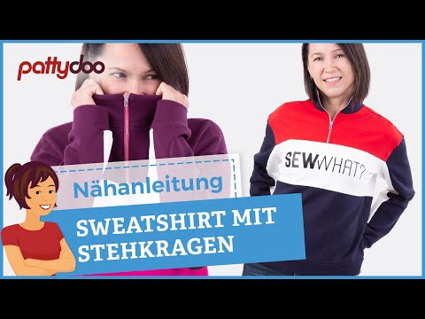 Nähanleitung Sweatshirt mit Reißverschluss-Kragen und Teilungsnähten