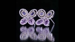 Sapphire and Diamond Butterfly 4.00 carat 14k White & Yellow Gold Earrings