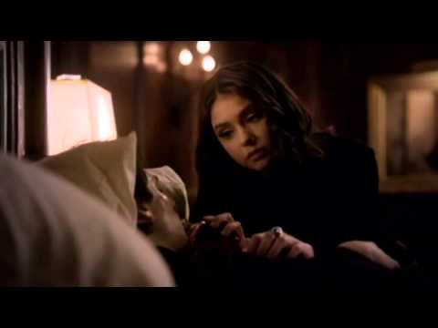 TVD 2X22 Damon Katherine  Katherine takes Damon Klaus's blood to heal him