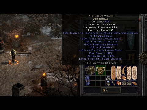 Diablo II Resurrected Andariel's Visage drops in WorldStone Keep level 2