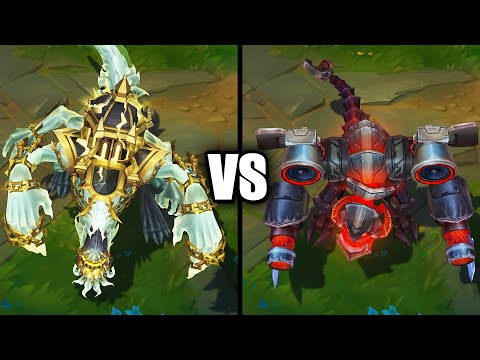 Broken Covenant Cho'Gath vs Battlecast Prime Cho'Gath Skins Comparison (League of Legends)