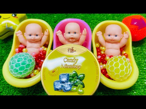 3 Super Sweet Candy Bath Dolls | ASMR Toy & Candy Surprise With M&M #252