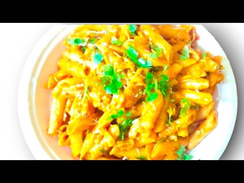 Creamy No Cream Pasta with Chicken Platter Recipe in Urdu Hindi - Easy cooking