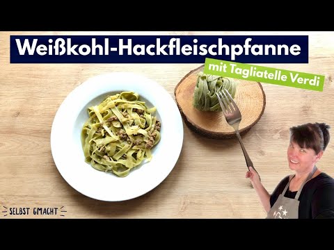 , title : 'Weißkohl Hackfleischpfanne mit Tagliatelle Verdi|Leckere grüne Bandnudeln mit Weißkohl&Hackfleisch'