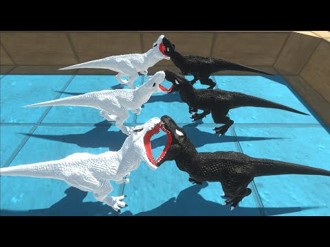 WHITE T-REX VS BLACK T-REX DEATH RUN - ANIMAL REVOLT BATTLE SIMULATOR || tauPlays sims eps93
