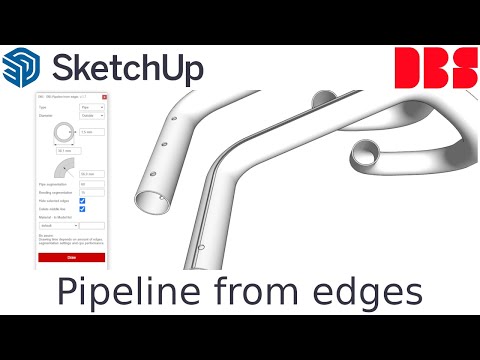SketchUp Extension: Pipeline from edges v1.7 - holes made with Solid Tools