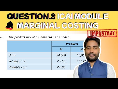 Question 8 IMPORTANT (Practical)✍️ Marginal Costing from ICAI CA Inter Solution #cainter
