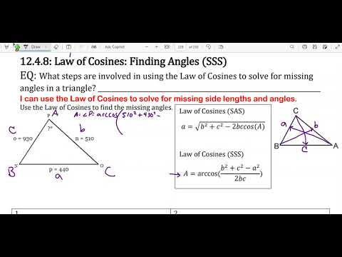 12.4.8 Law of Cosines: Finding Angles (SSS)