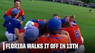 FLORIDA WALKS IT OFF IN THE 13TH INNING TO ADVANCE TO COLLEGE WORLD SERIES 😮 | ESPN College Baseball