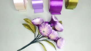 DIY | Tutorial Satin Ribbon Flower Easy | Tutorial Membuat Bunga Dari Pita Satin