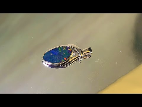 Sterling Silver Opal doublet pendant freeform blue red