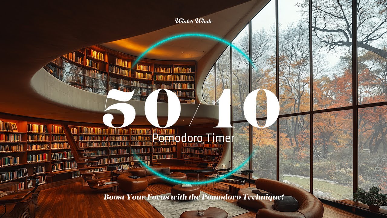 Pomodoro Timer 50/10 - Library Ambience | for Study, Working, Deep Focus,  | Study Timer, 뽀모도로 50/10
