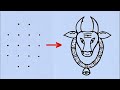 How to draw a Cow from dots easy // Easy OX drawing // Cow Rangoli // Mattu pongal kolam