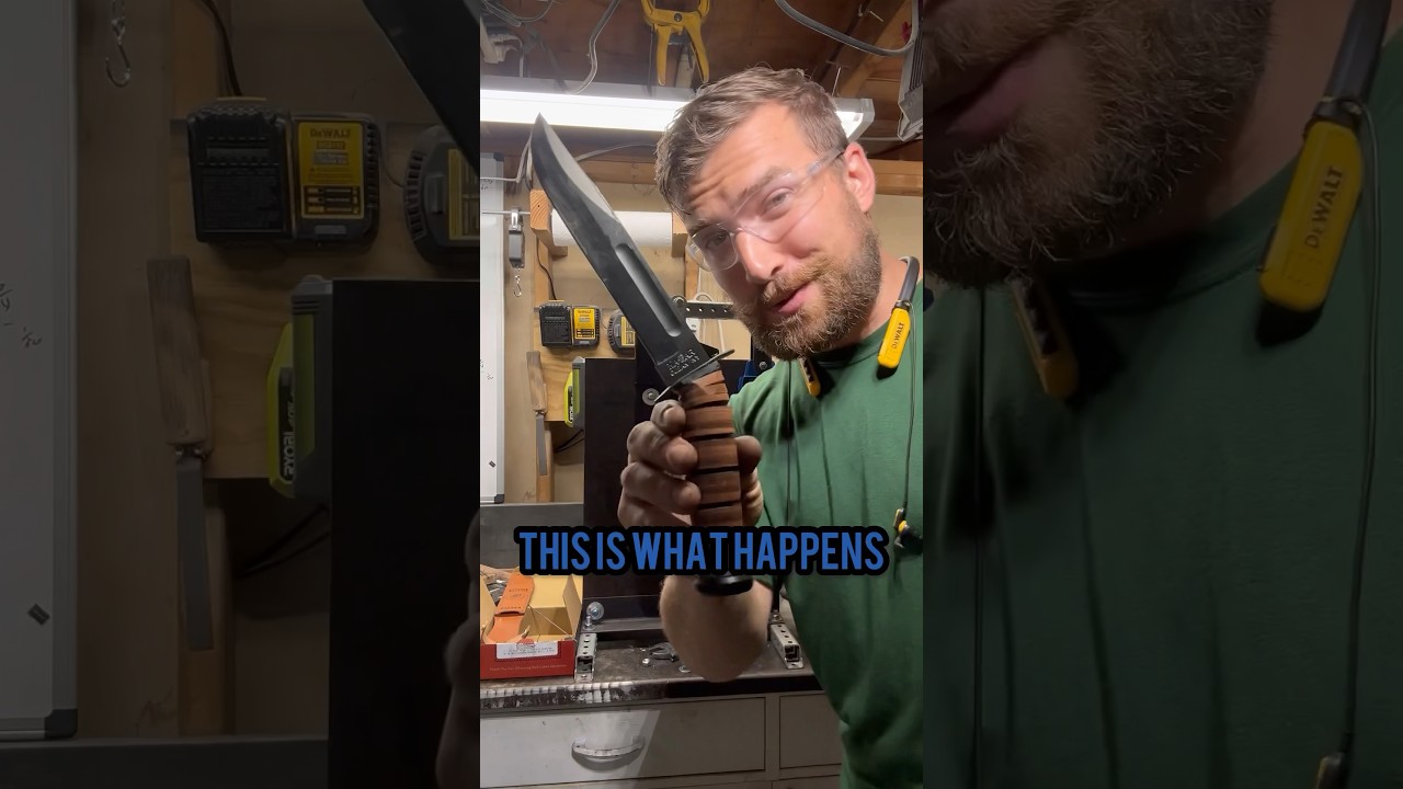 Is a folding knife stronger than a KABAR?!?! #knifereview #usmc #kabar