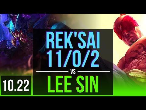 REK'SAI vs LEE SIN (JUNGLE) | 11/0/2, 67% winrate, Legendary | KR Master | v10.22