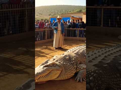 فلاح مغربي مربي تمساح عنده في زريبة ضخم يزن 800كيلو