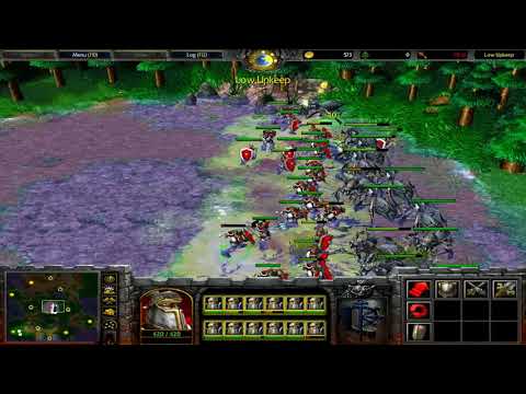 Footmen versus Crypt Fiends (with Defend, not upgraded and 100 food limit)