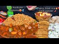 ASMR EATING SPICY FRIEDRICE CHILLI PANEER SOUPY NOODLES MALAI MOMO KURKURE MOMO LAYS