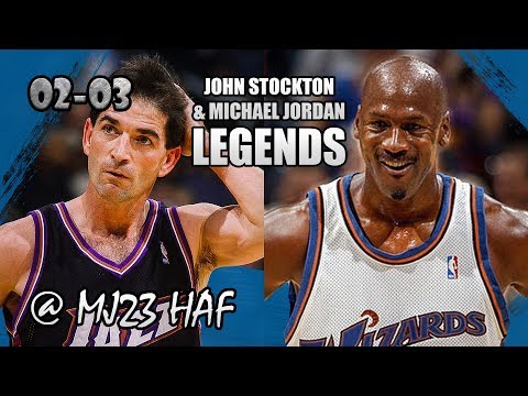 Michael Jordan vs John Stockton Highlights Wizards vs Jazz (2002.11.14)-36pts, 12ast Total, LEGENDS!