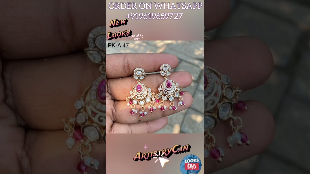 Latest Kundan Earrings for Wedding Party? Akshara Style Jewellery Price on WhatsApp +919619659727