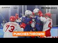 Fight Breaks Out Between United States And Russia In Ice Hockey 2022 Winter Olympics