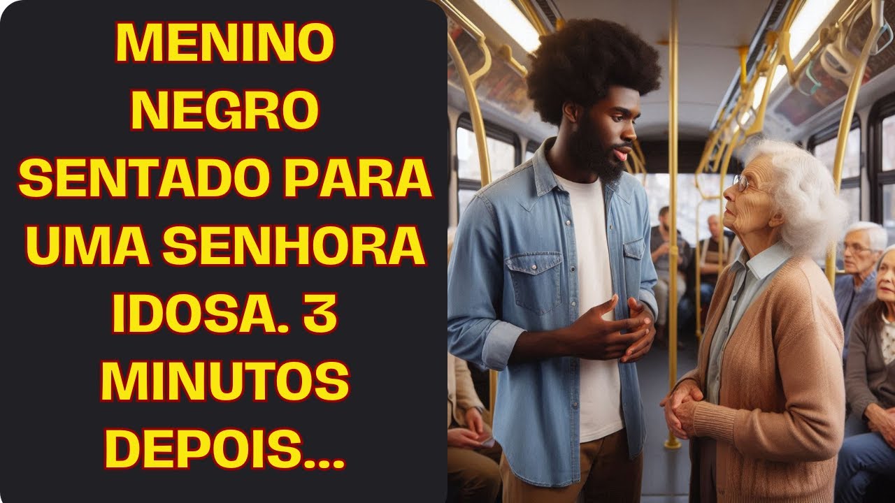 Menino negro sentado para uma senhora idosa. 3 minutos depois, a nota chocante muda tudo!