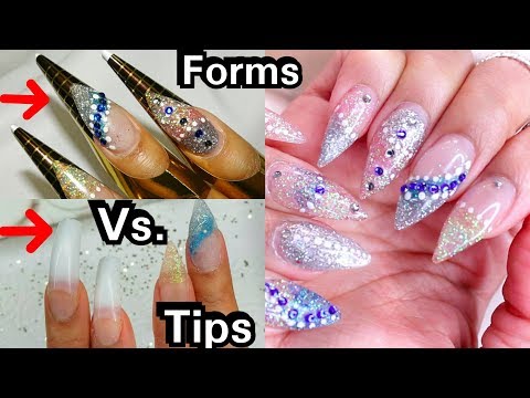 NAIL TIPS vs. NAIL FORMS | I USED BOTH! Which is Better?? Glittered Acrylic Nails Tutorial! Video