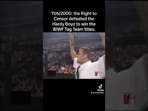 11/6/2000: the Right to Censor defeated the Hardy Boyz to win the WWF Tag Team titles.