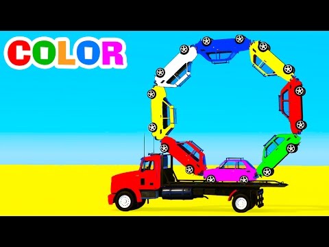 Color Cars on Truck & Spiderman in Superheroes Cartoon 3D - Colors for Kids and Babies Video