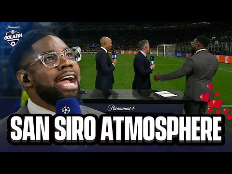 Micah, Carra and Henry gaze in awe over the San Siro atmosphere! 🤩