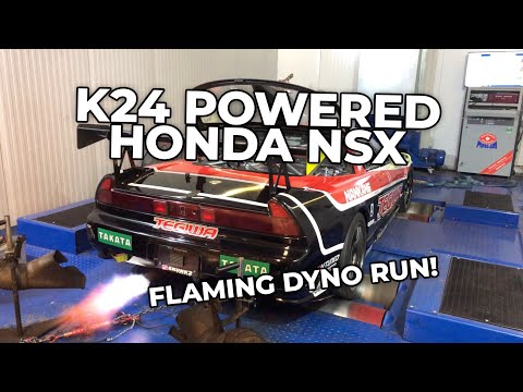HONDA NSX K24 ENDURANCE DYNO RUN! (A LOT OF FLAMES!!)  - SKUNK2 RACING K-SERIES