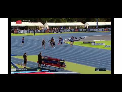 National U14 200m Title -2.6M headwind!