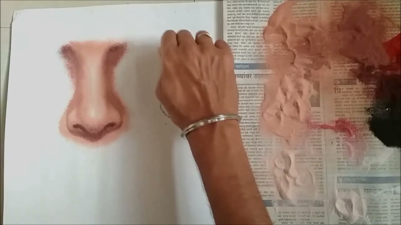Learn Portrait Rangoli part-6, how to draw nose with rangoli