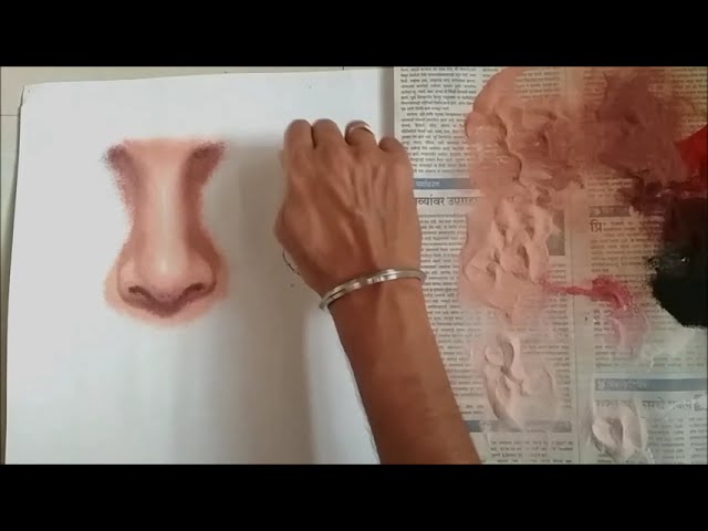 Learn Portrait Rangoli part-6, how to draw nose with rangoli