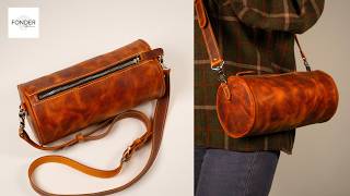 How to Make 90s Leather Barrel Bag (Leather Craft Tutorial)