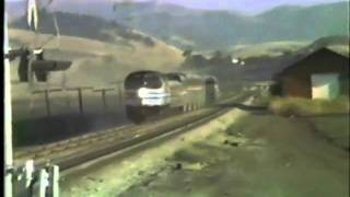 preview picture of video 'Amtrak - 'Coast Starlight' at Gilroy,CA  hwy 25 area - June 1989'