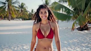 Beautiful Happy Woman on the Beach | Relaxing Coastal Vibes 🌊✨
