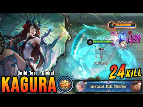 24 Kills No Death!! Kagura MVP 16.2 Points 100% UNSTOPPABLE!! - Build Top 1 Global Kagura ~ MLBB
