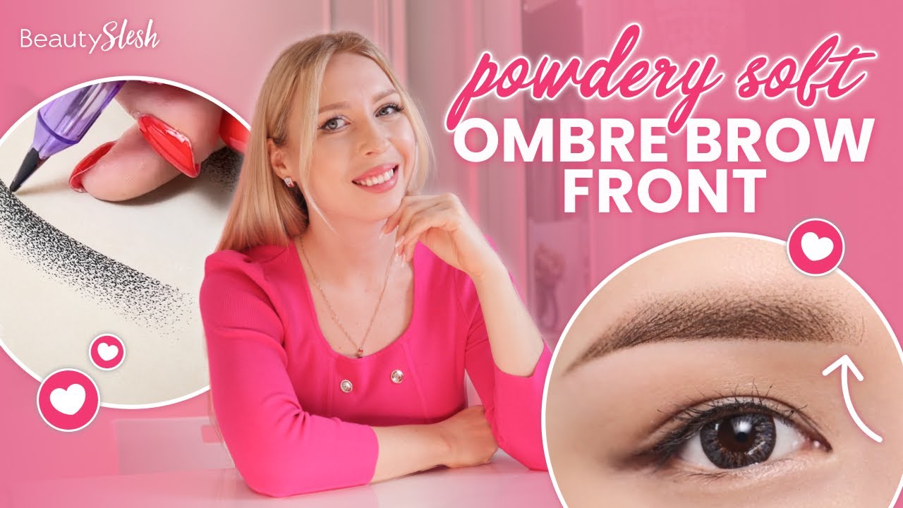 How to create light powder brow front - ombre brows