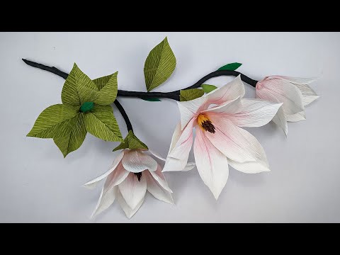 Magnolia Paper Flower Made From Crepe Paper Crafts