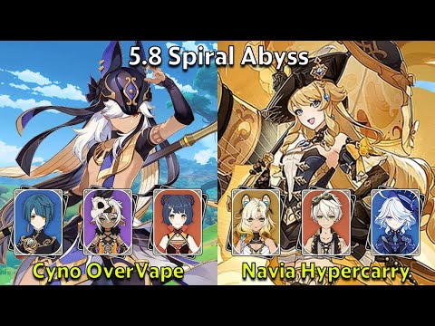 C1 Cyno OverVape & C0 Navia Hypercarry - Genshin Impact 5.8 Spiral Abyss Full Clear