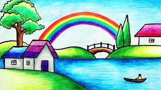 How to Draw Rainbow Scenery with Color Pencils for