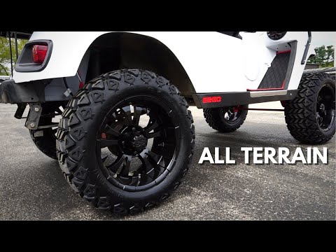 14" Vampire BLACK Golf Cart wheels and 23" All Terrain Golf Cart Tires Combo