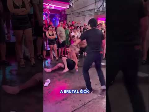 Drunk tourist is humbled in street fight with Thai bouncer