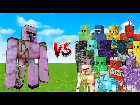 Enchanted Iron Golem vs Extra Golems In Minecraft Mob Battle | Enchanted Iron Golem vs All Golems