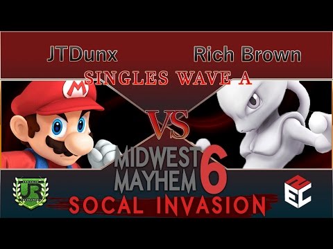 Midwest Mayhem 6 SINGLES WAVE A - JTDunx (Mario) vs Rich Brown (Mewtwo)