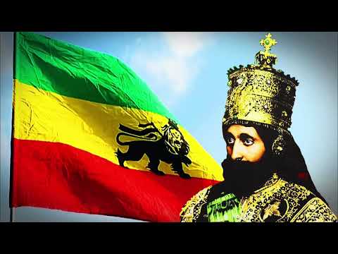 National anthem of Ethiopian empire (1930-1975) with Flag and Portrait of Haile Selassie I