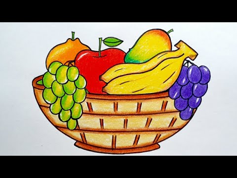 How to Draw Fruit Basket Easy Step by Step || Fruit Bowl Drawing || Fruit Basket Drawing..
