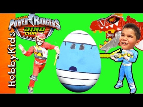 Giant POWER RANGERS Surprise Egg Adventure with Dino Charge Toys