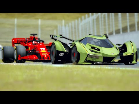Lamborghini V12 Vision GT vs Ferrari F1 2020 at Mugello